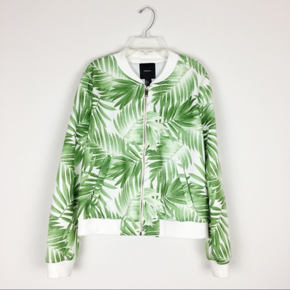Forever 21 NWT green Palm Leaf Bomber Jacket - Med